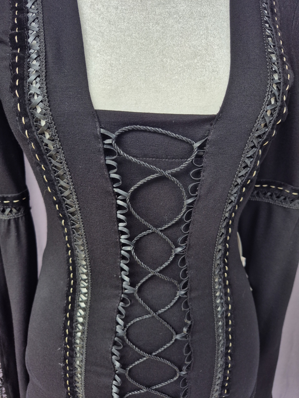 Vintage Sharagano Paris long-sleeve gothic corset top.